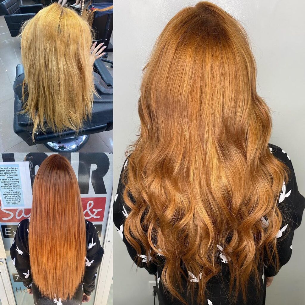 Ginger I-Tip Hair Extensions Before & After Install on Las Vegas Women