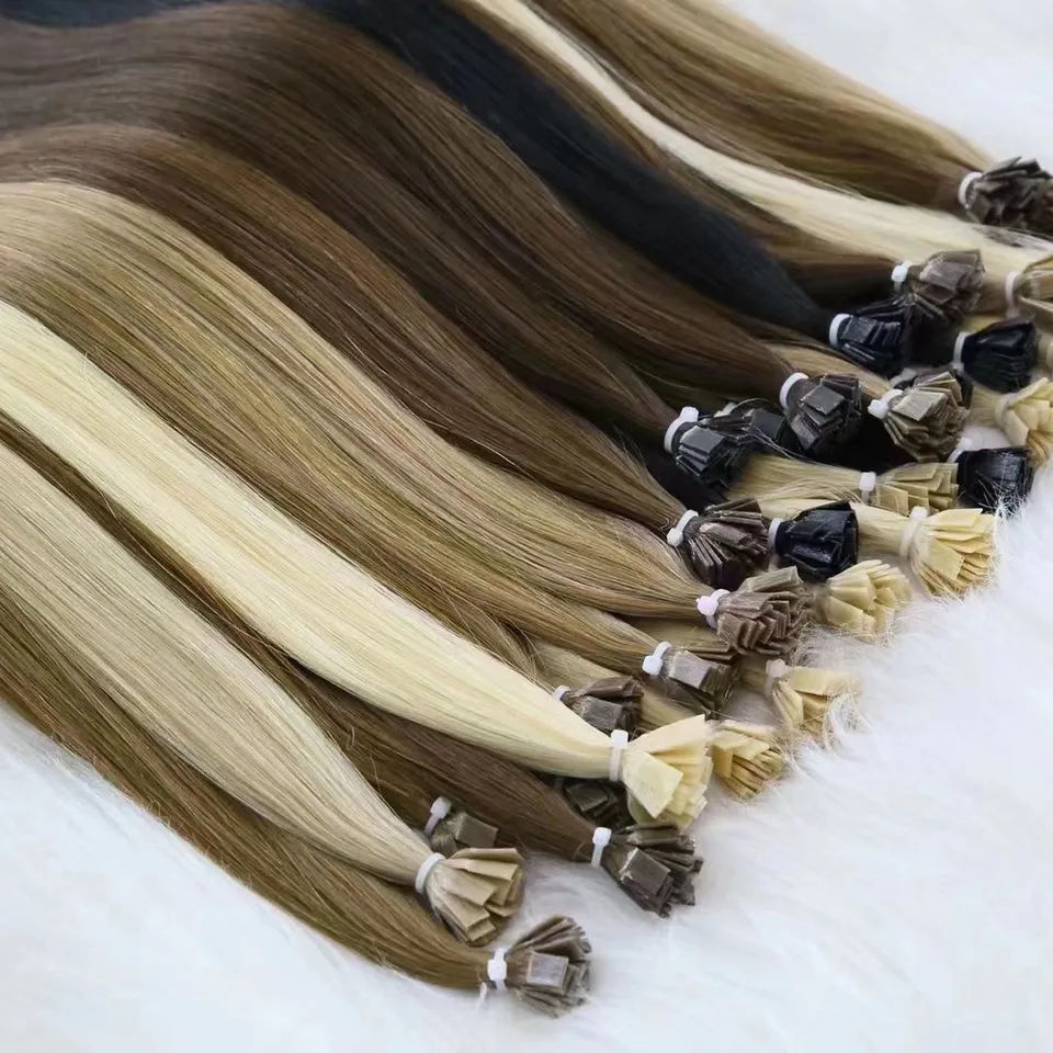 what keratin hair extensions are (bundles of different colors of hair)