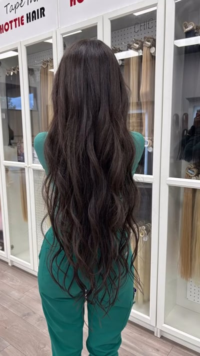 after photo of stunning 30" i-tip hair extensions video hair transformation by Jamie Montano at Hottie Hair salon Las Vegas - extensions service