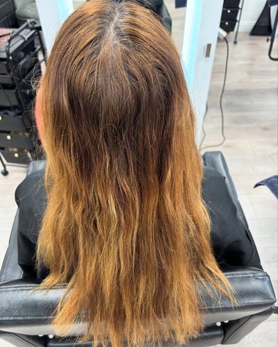 before photo of summer transformation with color correction by jamie hair transformation by Jamie Montano at Hottie Hair salon Las Vegas - color service