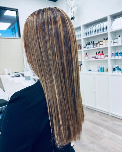 after photo of summer transformation with color correction by jamie hair transformation by Jamie Montano at Hottie Hair salon Las Vegas - color service