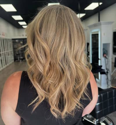 Blonde Balayage with Grey Blending Highlights