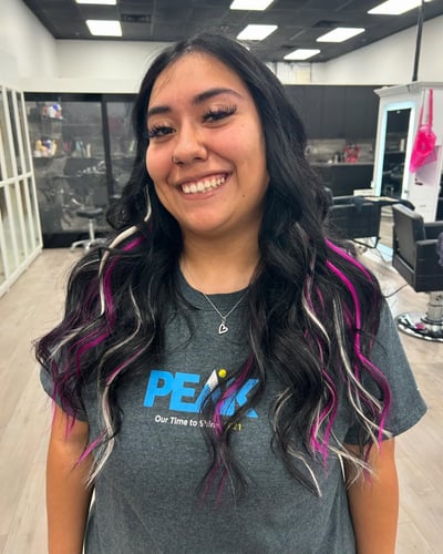 Vibrant Hair Extension Transformation with Pops of Color - hair service