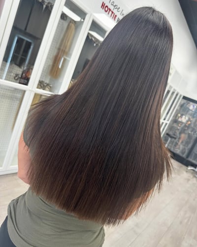 after photo of k tip hair extensions transformation hair transformation by Niko Hernandez at Hottie Hair salon Las Vegas - extensions service