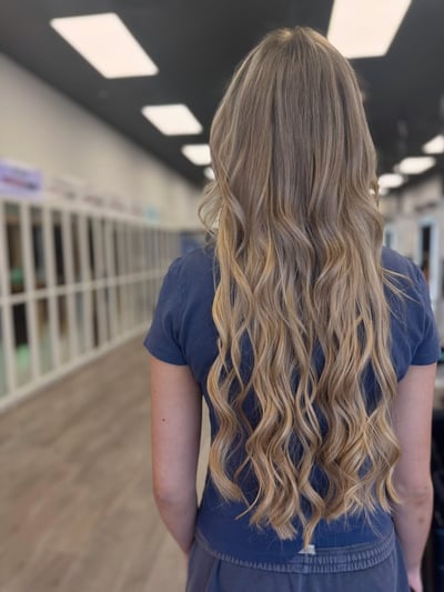 Honey Blonde Hair Color with Beaded Weft Extensions - hair service