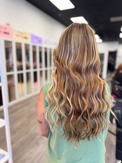 after photo of keratin bond extension transformation hair transformation by Breanna Rainey at Hottie Hair salon Las Vegas - extensions service