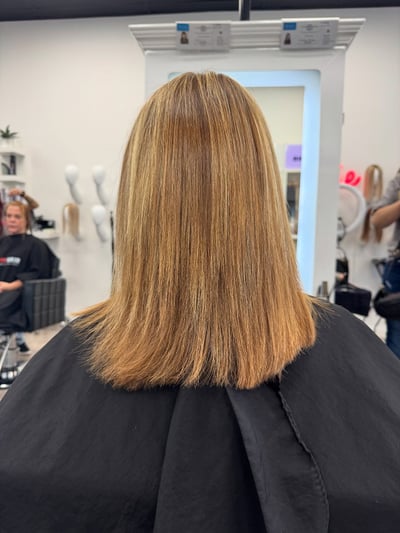 before photo of keratin bond extension transformation hair transformation by Breanna Rainey at Hottie Hair salon Las Vegas - extensions service