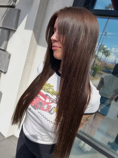 Brunette Hair Extension Transformation with Handtied Wefts and K-Tips - hair service