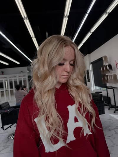 Copper to Blonde Hair Color Transformation with Hand-Tied Extensions