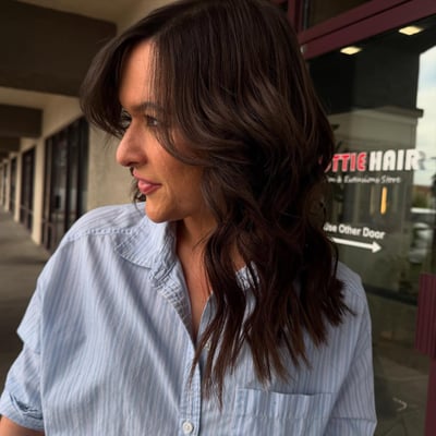 after photo of tape-in extensions hair transformation hair transformation by Shannon Kedra at Hottie Hair salon Las Vegas - extensions service