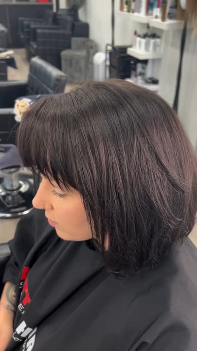 before photo of transformative extension application for a chic bob hair transformation by Niko Hernandez at Hottie Hair salon Las Vegas - extensions service