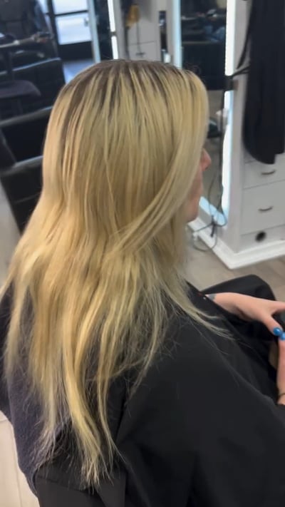 before photo of stunning bleach and tone transformation hair transformation by Niko Hernandez at Hottie Hair salon Las Vegas - color service