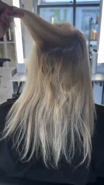 before photo of k-tip hair extensions transformation hair transformation by Lesley Martinez at Hottie Hair salon Las Vegas - extensions service