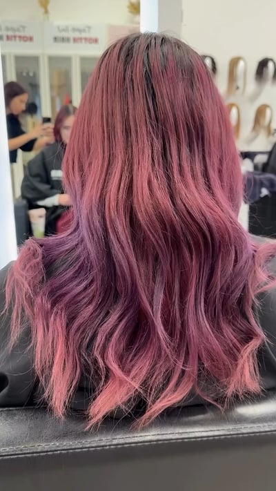 before photo of new year fresh color & weft extensions - deep red transformation hair transformation by Breanna Rainey at Hottie Hair salon Las Vegas - extensions service