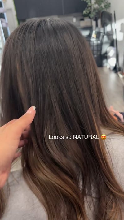 after photo of mesh integration hair loss solution for thinning areas hair transformation by Niko Hernandez at Hottie Hair salon Las Vegas - Hair Loss Solutions service