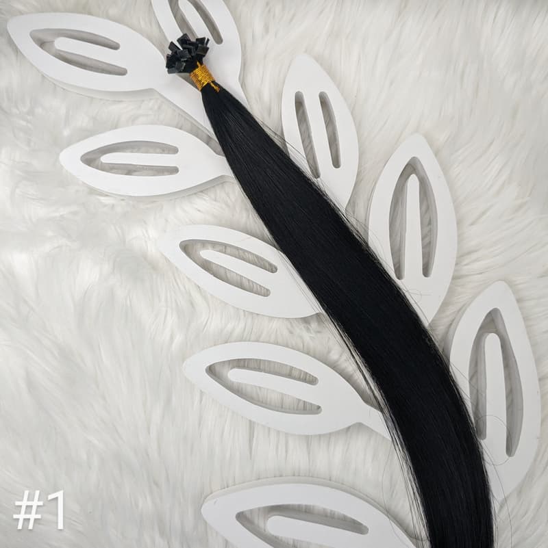 20" Russian Remy K-Tip Hair Extensions – Free Color Match - Same-Day Install Las Vegas — 20", #1 - Jet Black