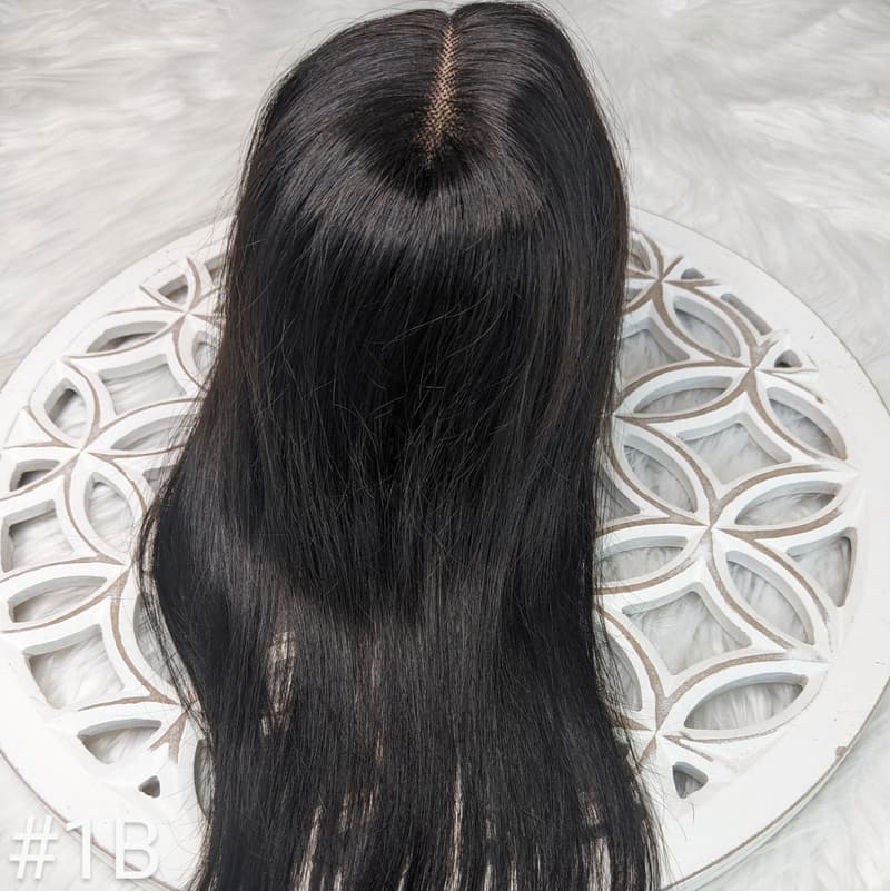 12"–14" Indian Remy Clip In Hair Topper – Try On Free Las Vegas — #1 - Jet Black, Small, 14", Skin