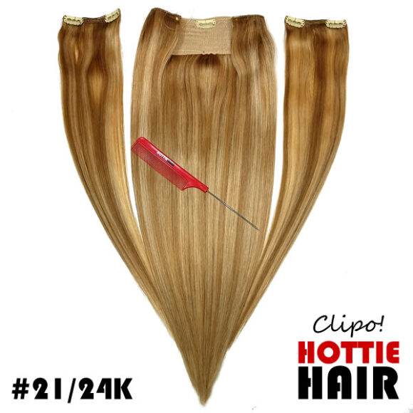 Clipo Hair Extensions Front Fold 21 24K halo clip in