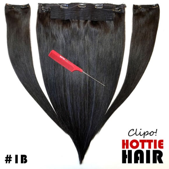 Clipo Hair Extensions Front Full 01B halo clip in