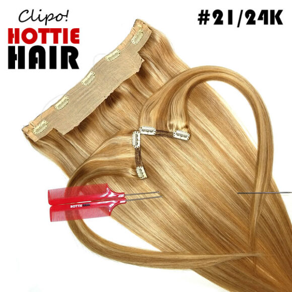 Clipo Hair Extensions Front Heart 21 24K halo clip in