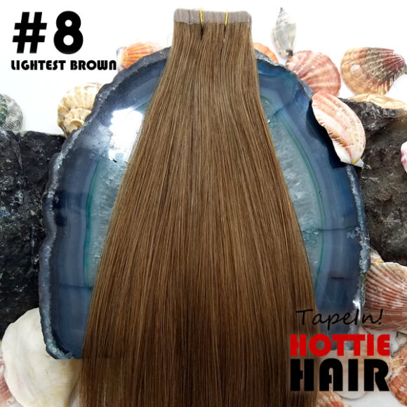 Tape In Hair Extensions Lightest Brown Swatch 08.fw