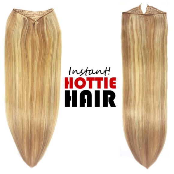 Halo Hair Extensions Front Back Dark Blonde Light Blonde Mix P 07B 613