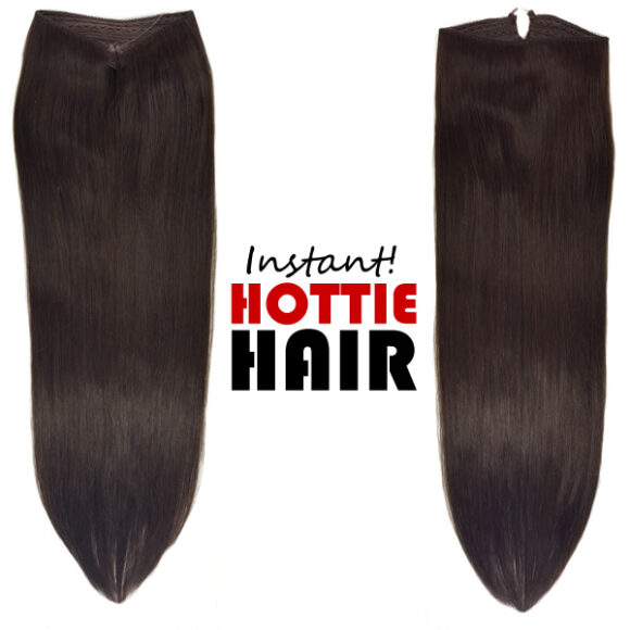Halo Hair Extensions Front Back Dark Brown 02