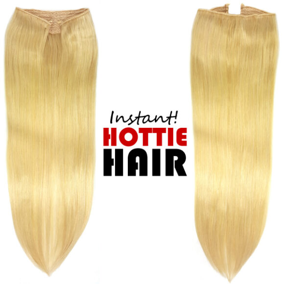 Halo Hair Extensions Front Back Golden Ash Blonde 24