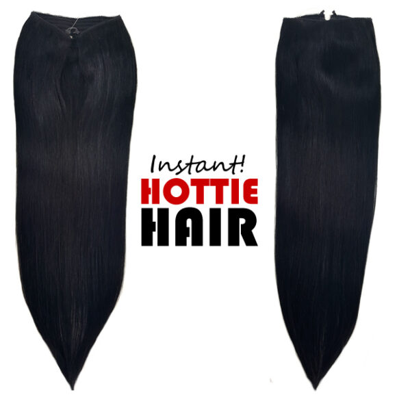 Halo Hair Extensions Front Back Jet Black 01