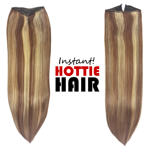 Halo Hair Extensions Front Back Light Natural Brown Golden Ash Blonde Mix P 07A 24