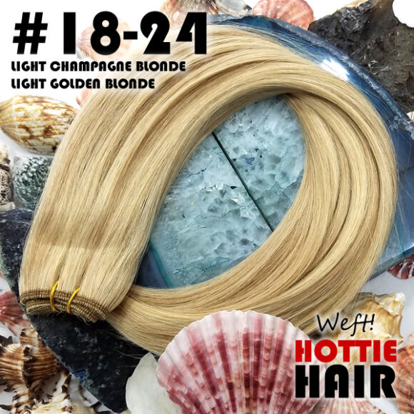 Weft Hair Extensions Light Champagne Blonde Light Golden Blonde Rock Top 18 24.fw